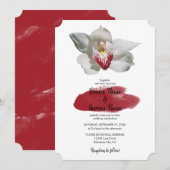 Elegante witte Bourgondische orchidee trouwuitnodi Kaart (Voorkant / Achterkant)