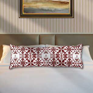 Elegante witte Bourgondische Royal Damask Custom Lichaamskussen