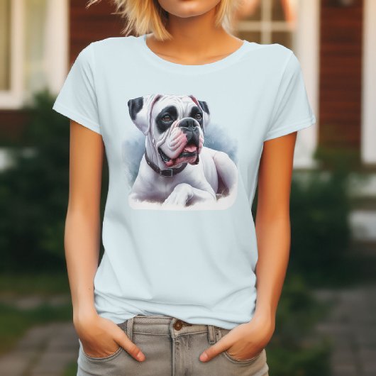 Elegante witte Boxerhond – Aquarel stijl T-shirt