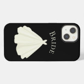 Elegante witte bruidsjurk typografie trouw iPhone hoesje (Achterkant horizontaal)