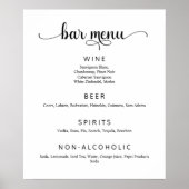 Elegante witte bruiloft bar menu poster (Voorkant)