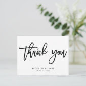 Elegante witte bruiloft Bedankt Script Briefkaarte Briefkaart (Staand voorkant)