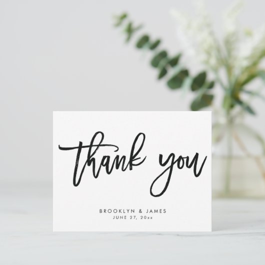 Elegante witte bruiloft Bedankt Script Briefkaarte Briefkaart (Staand voorkant)