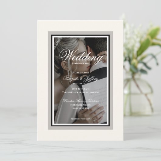 Elegante witte bruiloft Bewaar de datum Kaart (Staand voorkant)