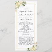 Elegante witte bruiloft ceremonie programma Waterv Programmakaart (Voorkant)