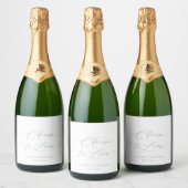 Elegante witte bruiloft champagne fles label sparkling wijnetiket (Flessen)