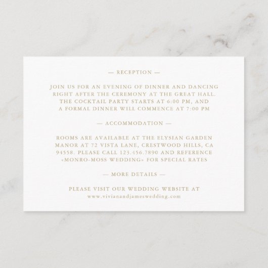 Elegante witte bruiloft details behuizing Kaart (Achterkant)