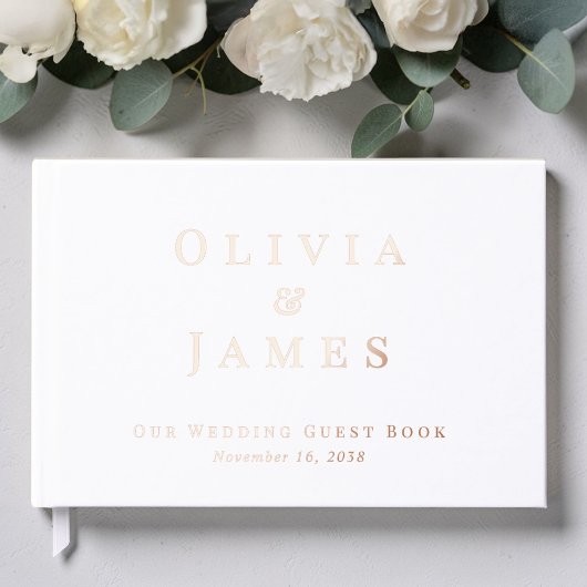 Elegante Witte Bruiloft Gastenboek