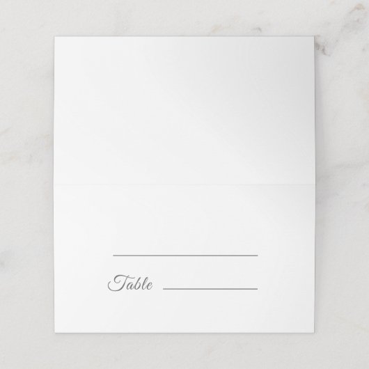 Elegante witte bruiloft gevouwen plaatskaartje (Buitenkant ongevouwen)