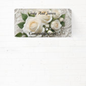 Elegante witte bruiloft kant en Rozen, Spandoek (Insitu)