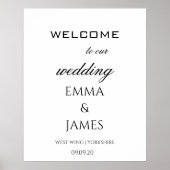 Elegante witte bruiloft welkom gepersonaliseerd poster (Voorkant)
