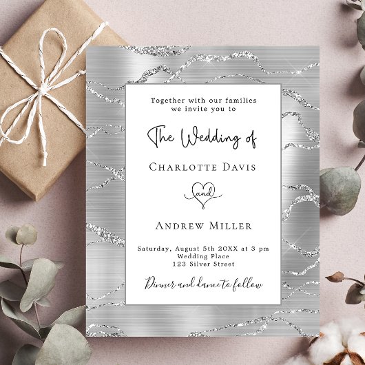 Elegante witte budget bruiloft uitnodiging flyer