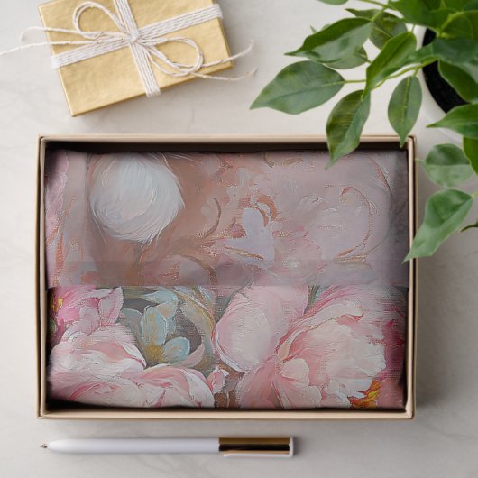 Elegante Witte Bunny & Roze Pioenen Decoupage Tissuepapier (Geschenk)