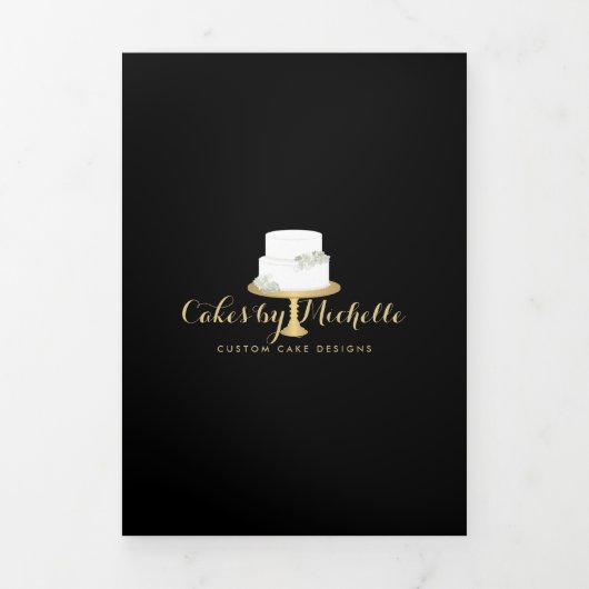 Elegante witte cake met bloemen II Bakkerij Brochu Drieluik Kaart (Cover)