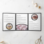 Elegante witte cake met bloemen II Bakkerij Brochu Drieluik Kaart (Binnen)