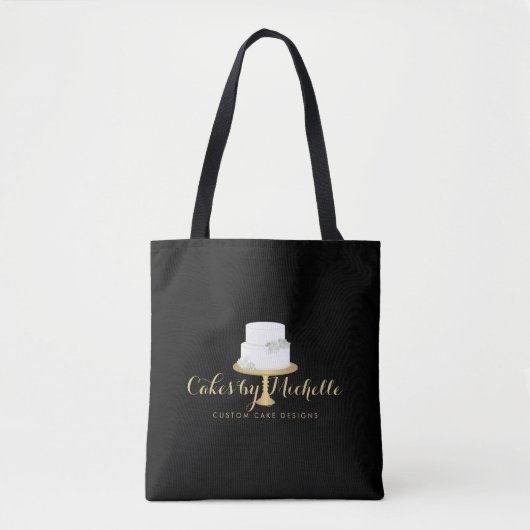Elegante witte cake met Florals II Bakkerij Tote Bag (Voorkant)