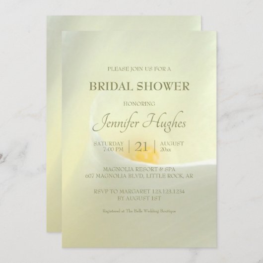 Elegante witte Calla bruids douche uitnodiging (Voorkant / Achterkant)