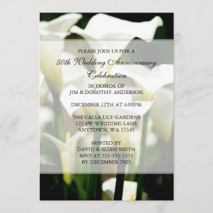 Elegante Witte Calla Lelie 50ste Huwelijksverjaard Kaart