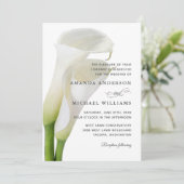 Elegante Witte Calla Lelie Bloemige Bruiloft Kaart (Staand voorkant)