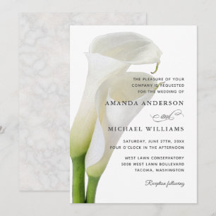 Elegante Witte Calla Lelie Bloemige Bruiloft Kaart
