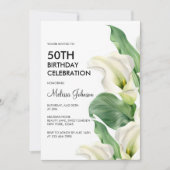 Elegante Witte Calla Lelie Bloemige Groene Verjaar Kaart (Voorkant)