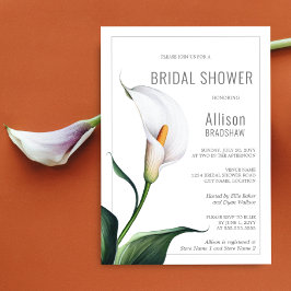 Elegante witte Calla lelie bruidsfeest Kaart