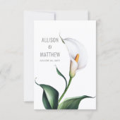 Elegante witte Calla lelie bruiloft RSVP Kaartje (Achterkant)