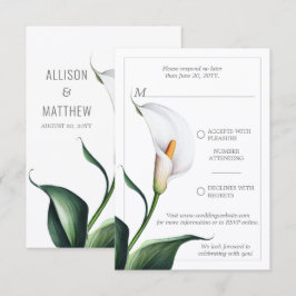 Elegante witte Calla lelie bruiloft RSVP Kaartje