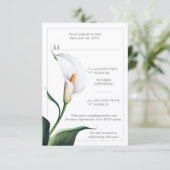 Elegante witte Calla lelie bruiloft RSVP Kaartje (Staand voorkant)