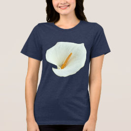 Elegante witte Calla-lelie effen marineblauwe T-sh Tri-Blend Shirt