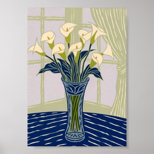 Elegante Witte Calla Lelie Kunstprint Minimalistis Poster (Voorkant)