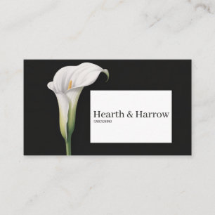Elegante Witte Calla Lelie Minimalistische Zwarte  Visitekaartje