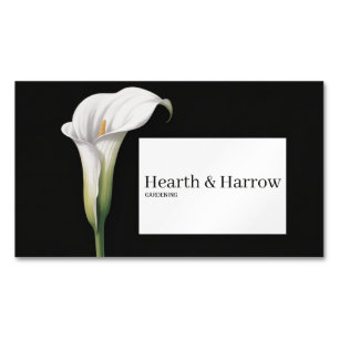 Elegante Witte Calla lelie Zwarte Bloemen Magnetisch Visitekaartje