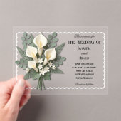 Elegante witte Calla-lelies Acryl bruiloft Uitnodigingen (Insitu (Draagbaar))