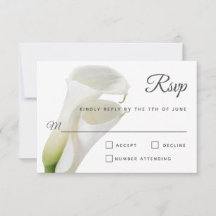 Elegante witte Calla Lilies Bloemenbruiloft RSVP Kaartje