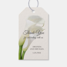 Elegante witte Calla Lilies Floral Dank u Cadeaulabel