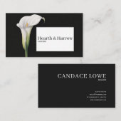 Elegante witte Calla Lily Black Botanical Visitekaartje (Voorkant / Achterkant)