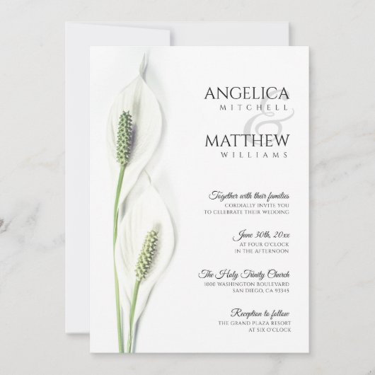 Elegante witte Calla Lily Bloemen Bloemen Bloemen  Kaart (Voorkant)