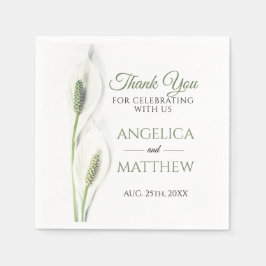 Elegante witte Calla Lily Bloemen Bloemen Bloemen  Servet