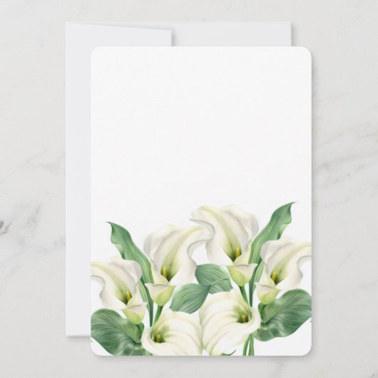 Elegante witte Calla Lily Bloemen Botanische Verja Kaart (Achterkant)