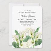 Elegante witte Calla Lily Bloemen Botanische Verja Kaart (Voorkant)