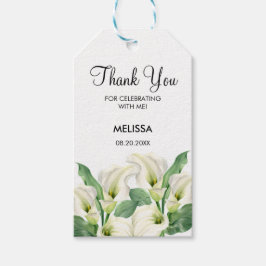 Elegante witte Calla Lily Bloemen Verjaardag Cadeaulabel