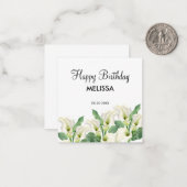 Elegante witte Calla Lily Bloemen Verjaardag Notitiekaartje (Voorkant / Achterkant in situ)