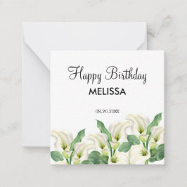Elegante witte Calla Lily Bloemen Verjaardag Notitiekaartje