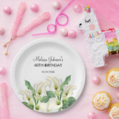 Elegante witte Calla Lily Bloemen Verjaardag Papieren Bordje (Feest)