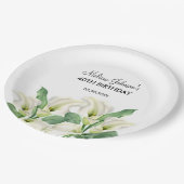 Elegante witte Calla Lily Bloemen Verjaardag Papieren Bordje (Gekanteld)