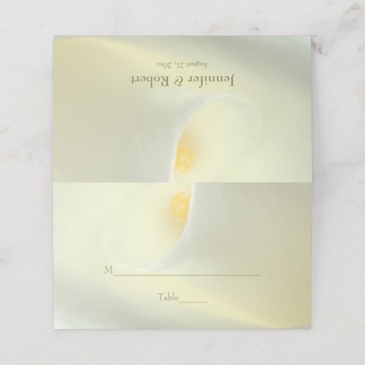 Elegante witte Calla Lily bruiloft gevouwen plaats Plaatskaartje (Buitenkant ongevouwen)