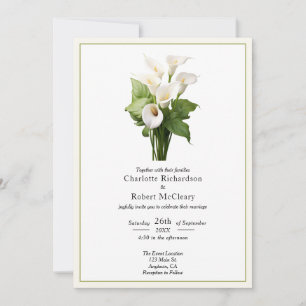 Elegante witte Calla Lily bruiloft Kaart