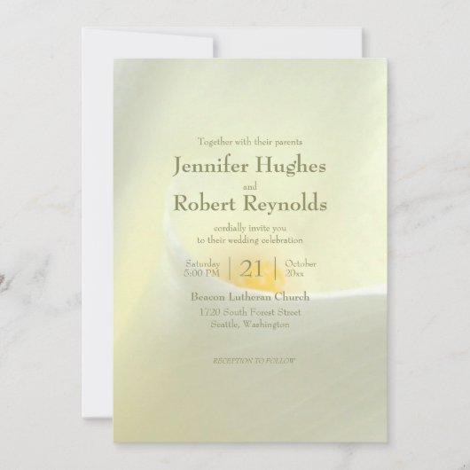 Elegante witte Calla Lily bruiloft uitnodiging (Voorkant)