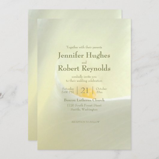 Elegante witte Calla Lily bruiloft uitnodiging (Voorkant / Achterkant)